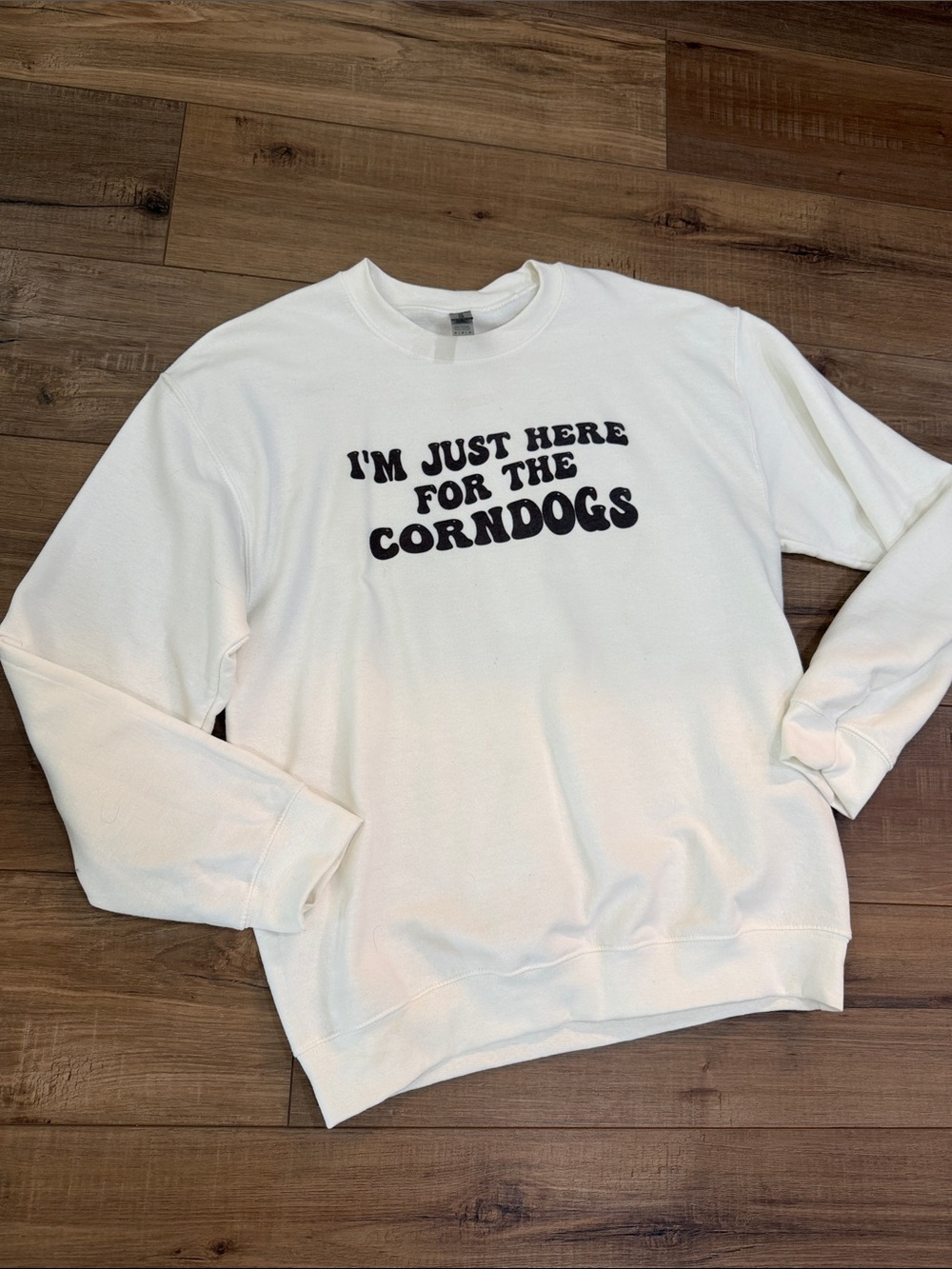 Gildan White Crewneck Sweatshirt with Black Graphic Text